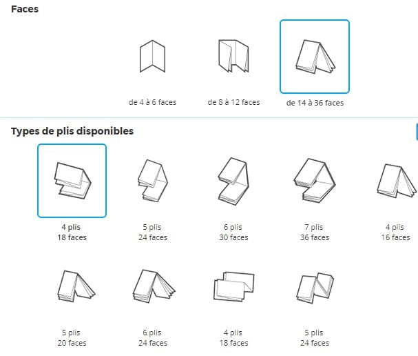 Interface pour créer un dépliant en ligne sur Pixartprinting