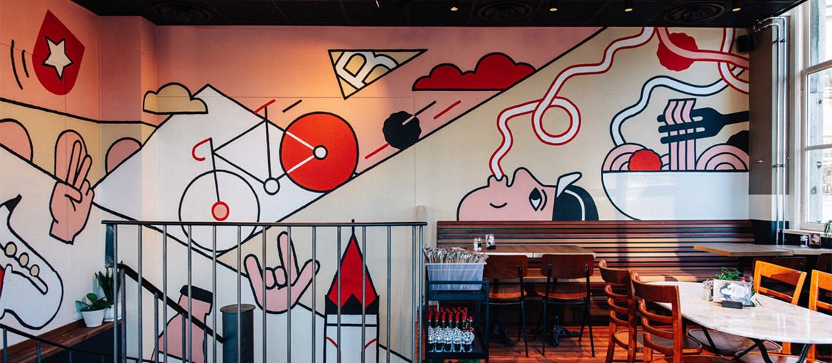 Illustration dans les restaurants et les hôtels