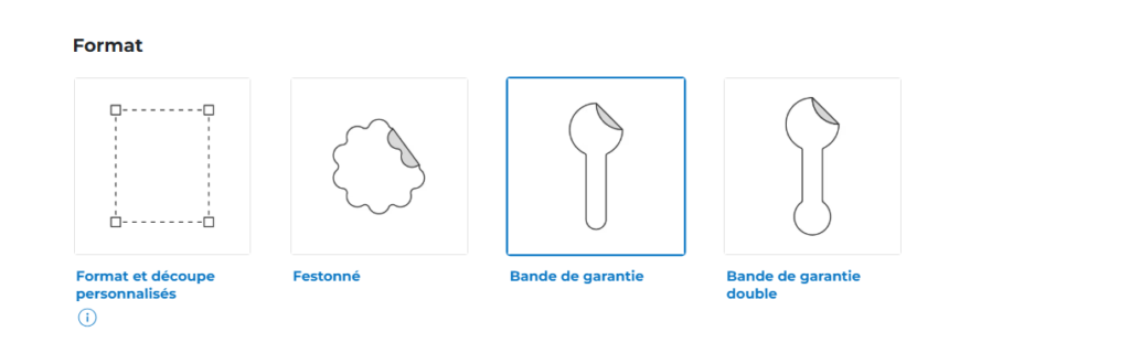 l'interface utilisateur de la page web consacrée à l'impression d'étiquettes sur le site web de Pixartprinting